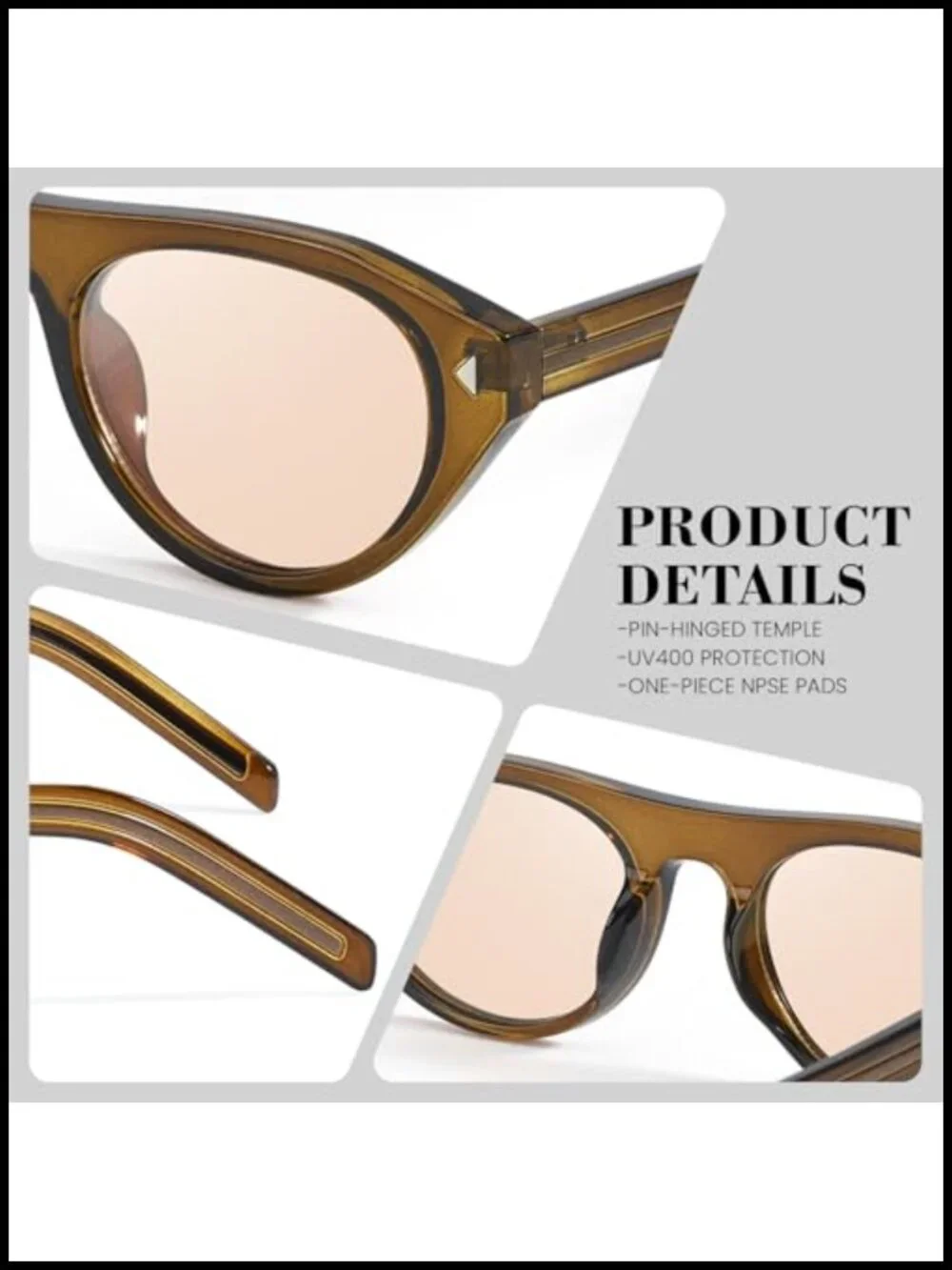 Retro Oval Cat Eye Sunglasses with UV400 Protection for Traveling or Driving
